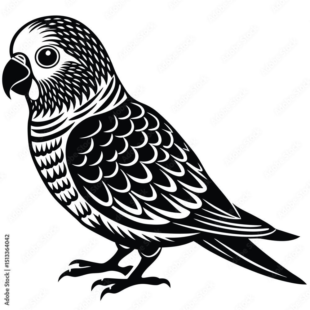 Fototapeta premium black and white parrot on white