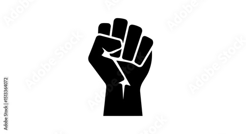 Black Power Fist Silhouette Icon – Raised Fist Symbol of Resistance and Unity"