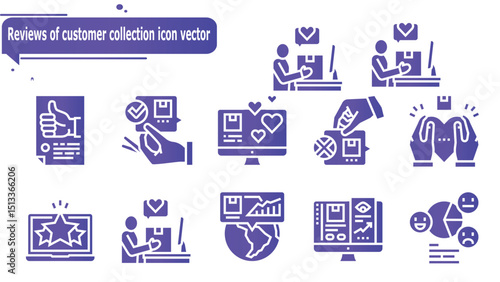 Reviews of customer collection icon vector