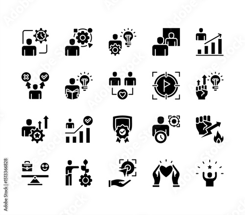 Personal growth icon collection set. Containing development, improvement, progress, learning, evolve, transformation icon. Simple flat vector.