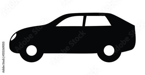 Simple black car silhouette vector illustration with smooth curves and clean design. Perfect for automotive branding, icon design, logo creation, transport visuals, and minimalist car graphics usage.