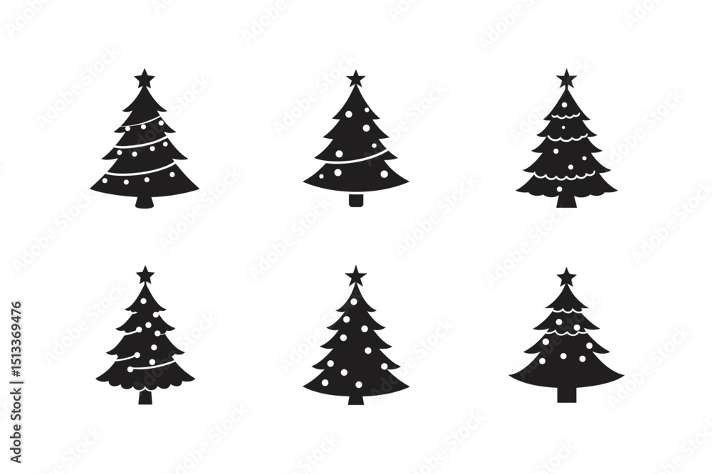 Obraz premium decorated christmas tree vector silhouette