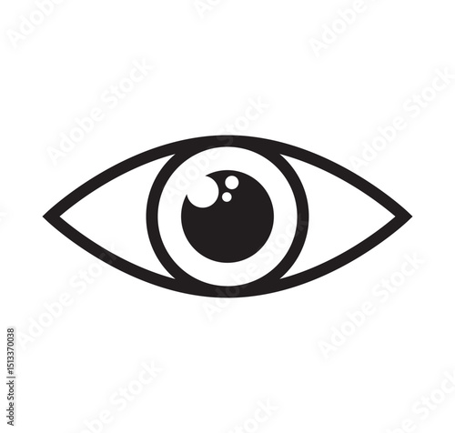 Simple eye icon, perfect for ophthalmology and optometry use. This minimalist vision symbol is ideal for medical, healthcare, eye care design. Simple eye icon vector. Eyesight flat pictogram.