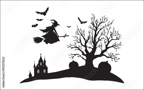 vector illustration of a halloween tree