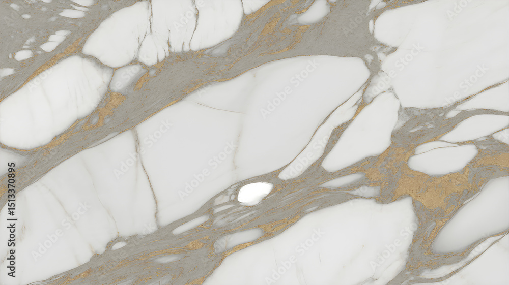 Fototapeta premium Full-frame 2D Calacatta Gold slab with soft feathered mineral diffusion and polished depth.