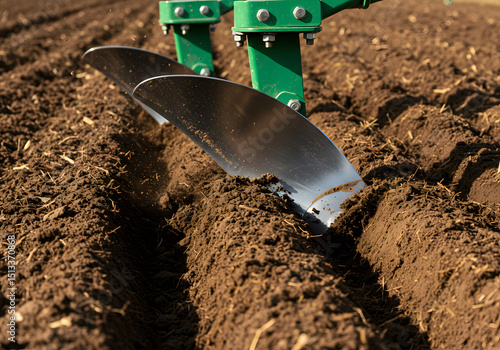 Agricultural machinery plowing soil