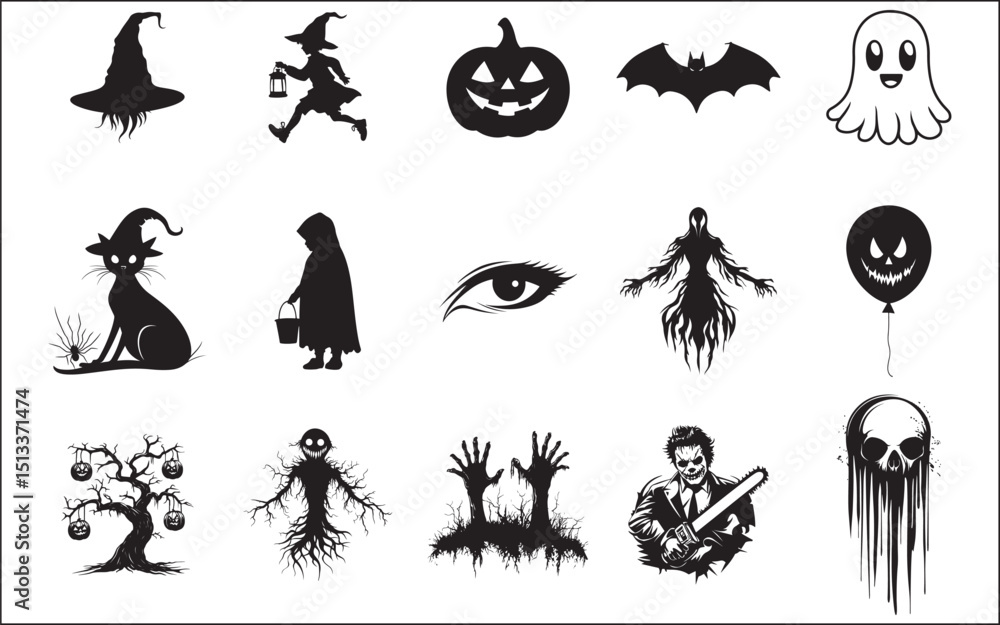 Fototapeta premium halloween icons set