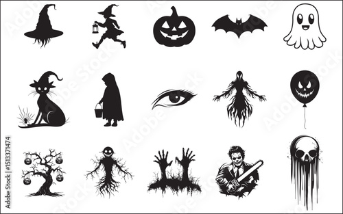 halloween icons set