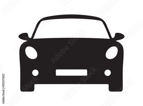 Modern sleek car silhouette vector design front view icon. Black and white minimalistic automobile illustration for logos, branding, web design, automotive industry,  and vehicle graphic.