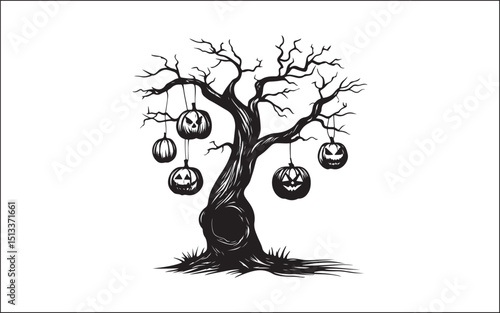 Halloween vector illustration of a tree