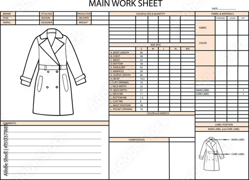 LONG DRESS SPEC SHEET ILLUSTRATION FOR FASHION DESIGN