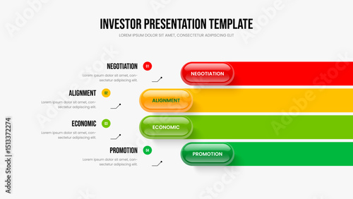 Visual Growth Four Element Infographic Slideshow Template. Business Overview Frame Layout Vector Illustration. Market Showcase 4 Option Diagram Slide Design.