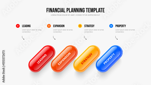 Project Launch Presentation Design Vector Illustration. Market Analysis 4 Step Infographic Slide Template. Digital Development Four Element Diagram Frame Layout.