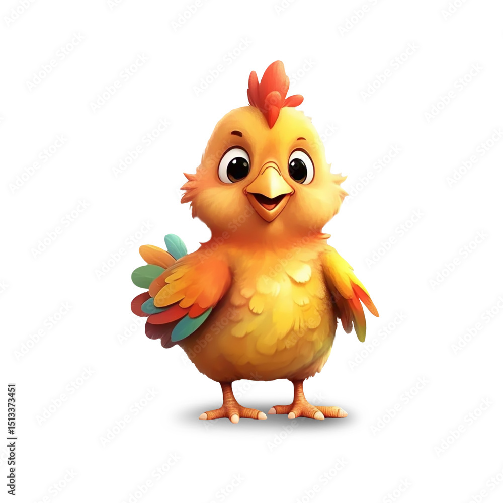 Cute Cartoon Baby Chick Character – Smiling Yellow Chicken Illustration for Kids and Stickers - 3D Cute Cartoon Baby Chick Character – Smiling Yellow Chicken Illustration for Kids and Stickers - 3D