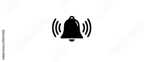 Ringing bell notification icon silhouette isolated on transparent background