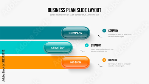 Marketing Strategy 3 Option Diagram Slide Template. Digital Plan Presentation Layout Vector Illustration. Creative Planning Three Step Infographic Frame Design.