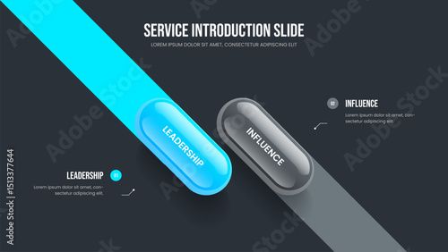 Business Plan Two Option Diagram Slide Design. Professional Innovation Slideshow Layout Vector Illustration. Consulting Insight 2 Step Infographic Presentation Template.
