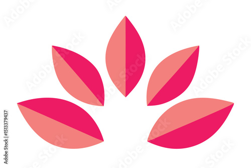 Petal form structured floral shape in geometric style on white background vector illustration