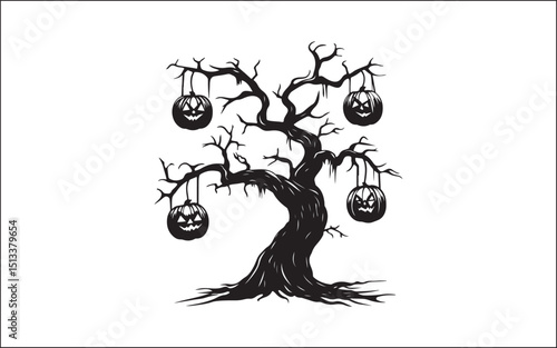 Halloween vector illustration of a tree