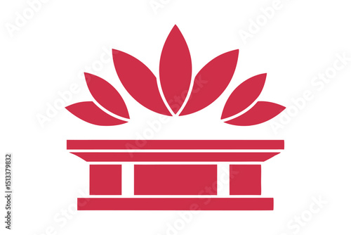 Plynth petal structural petal arrangement in fine lines on white background vector illustration