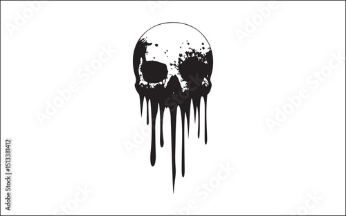 Vector Illustration of a Black Halloween Silhouette Symbol of Skull 