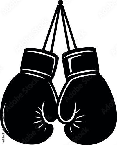 Boxing Gloves Hanging vector black silhouette print design