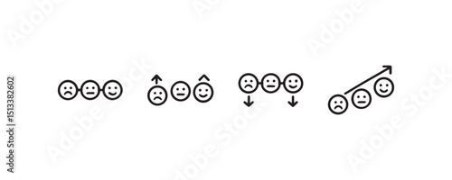 Emotional progression icons with faces indicating mood changes