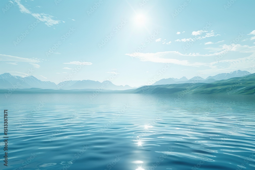 Detailed Color Picture of Lake and Water Surface Background, 3D RenderingHigh Detail, 8K Detailed Color Picture of Lake and Water Surface Background, 3D RenderingHigh Detail, 8K
