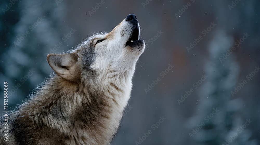 Fototapeta premium Wolf howling with head tilted back