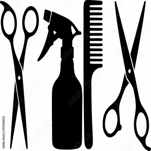 Quadro em tela black and white sillhouette of a barbar ket isolated white background