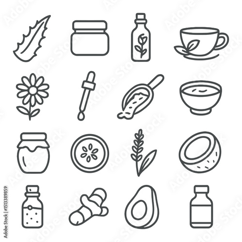 Wellness and spa linear icon collection. relaxation, self-care, and beauty essentials
