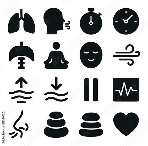 Wellness and relaxation icon collection in silhouette style. spa and meditation designs