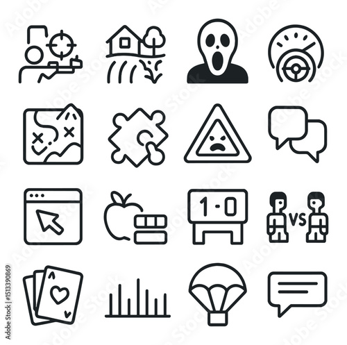 Horror-themed silhouette icon collection for halloween. scary, spooky, eerie style set