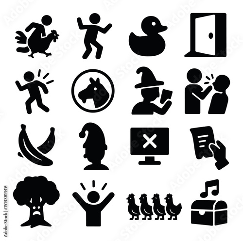 Children's playtime silhouette icon collection: kids, fun, educational designs