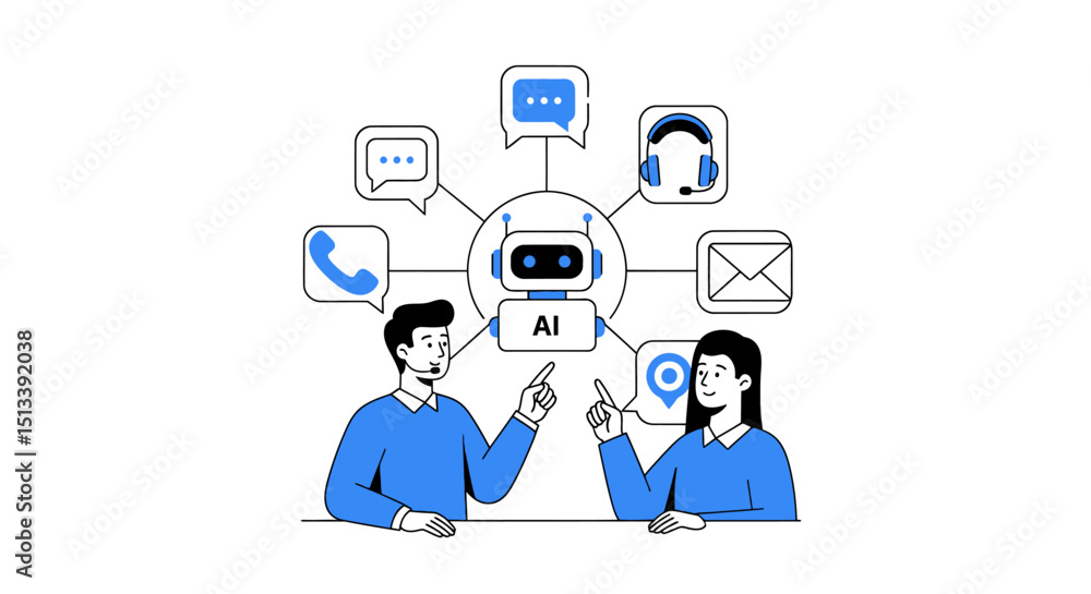 AI-powered virtual assistant technology connecting communication and support services in business environment AI-powered virtual assistant technology connecting communication and support services in business environment