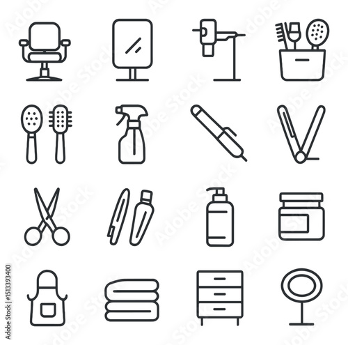 Wallpaper Mural Beauty and grooming linear icon collection. salon, spa, and self-care essentials Torontodigital.ca