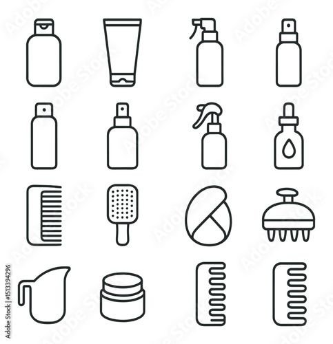 Beauty and skincare silhouette icon collection. personal care and grooming set