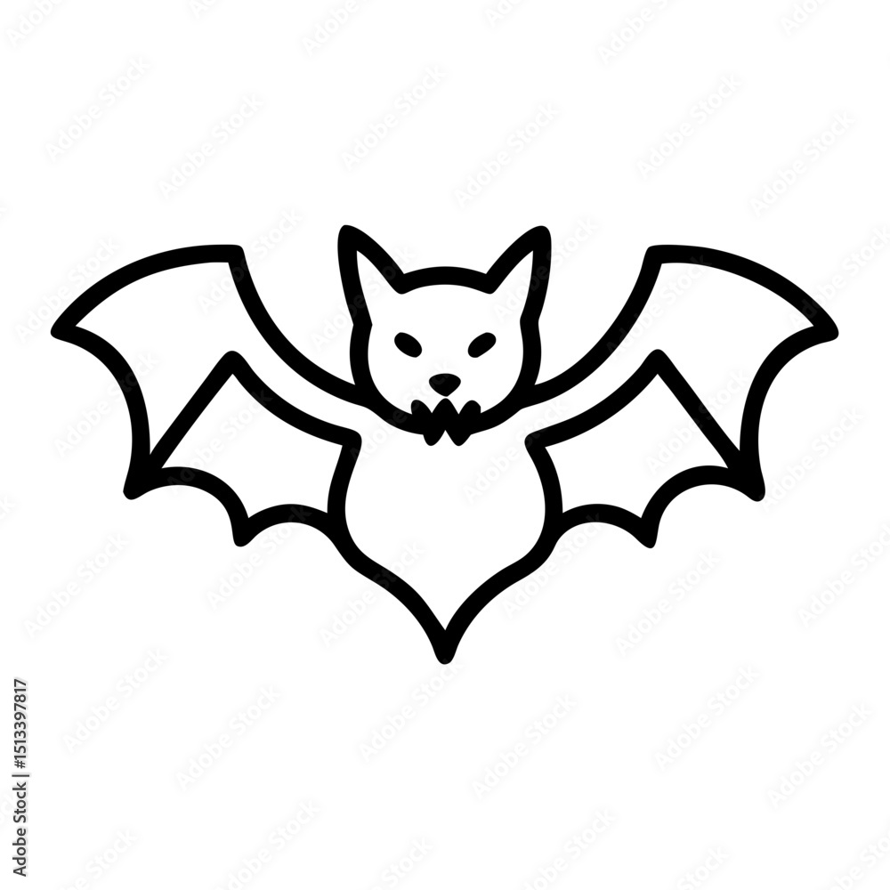Fototapeta premium Vampire bat icon, black and white, halloween symbol, for web design