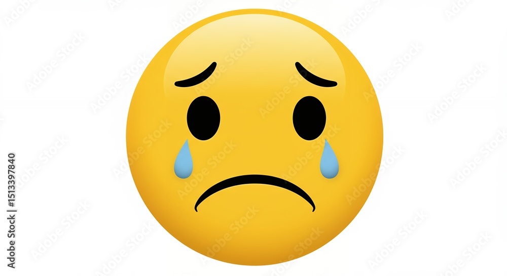 Fototapeta premium Crying face emoji with tears