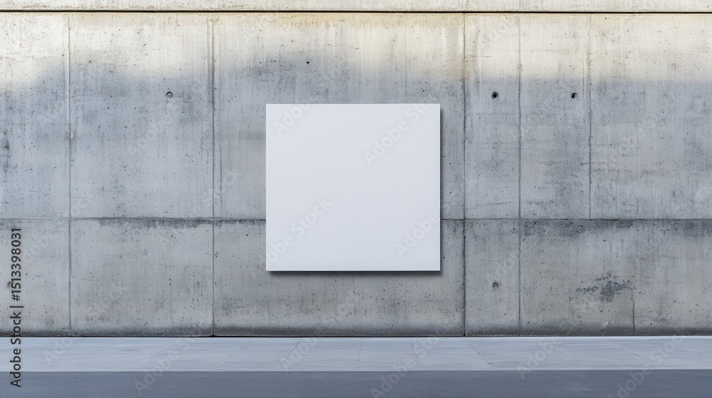 Fototapeta premium Blank canvas on concrete wall in minimalist setting