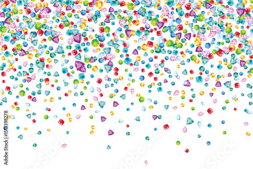 Vector colorful gem stones background element in flat style