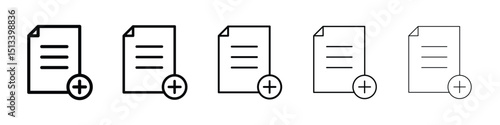 Add document icon Outline and flat style designs