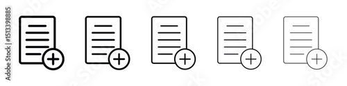 Add document icon Outline and flat style designs