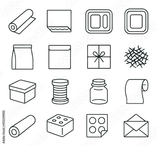 Stationery and office supplies flat icon collection. work essentials and desk items set