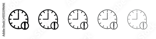 Alarm exclamation icon Outline and flat style designs