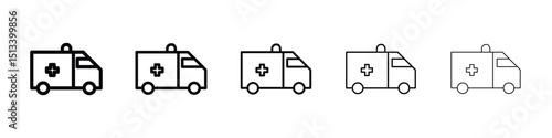 Ambulance icon Outline and flat style designs