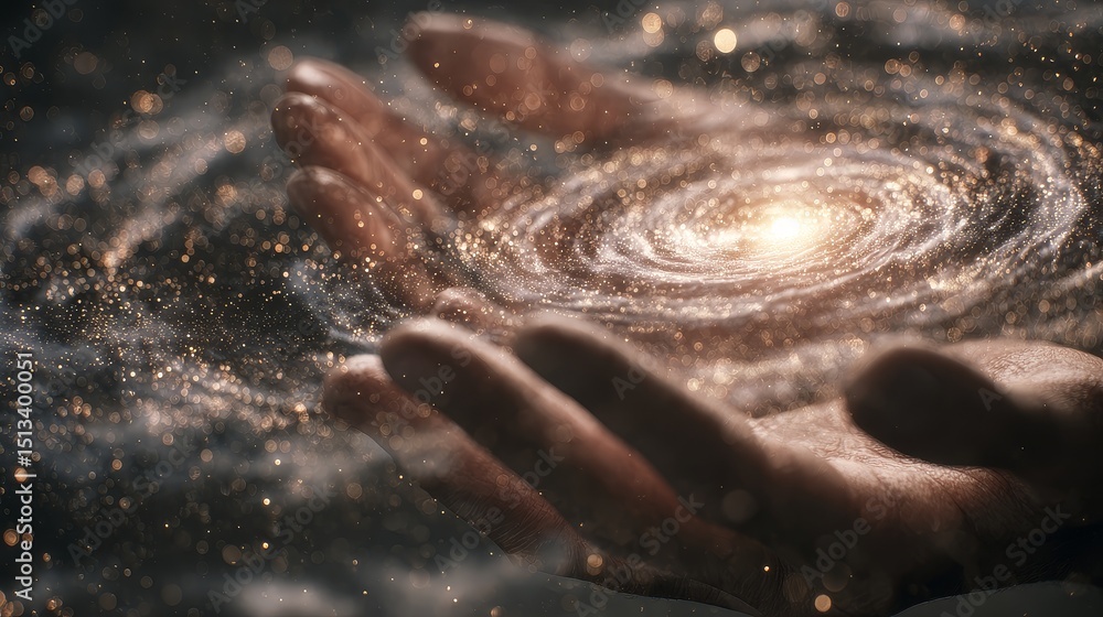 Fototapeta premium Spiritual awakening through consciousness exploring the galaxy and third eye in a cosmic environment