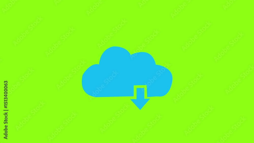 Cloud Transfer Animation Showing Progress on Green Background Cloud Transfer Animation Showing Progress on Green Background