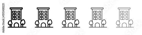 Apartment icon Outline and flat style designs