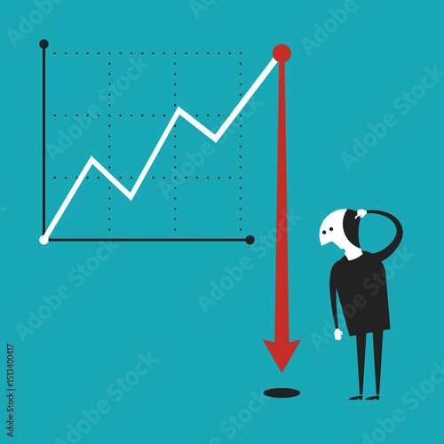 Business activity decline vector concept in flat cartoon style